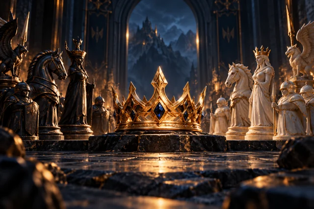 Crownfall: Arcane Chess conceptual brand illustration